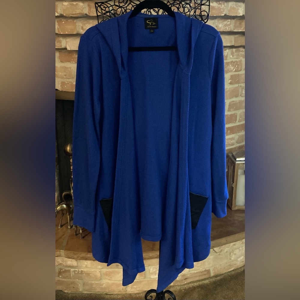 Serena Williams Signature Statement Blue Hooded Cardigan